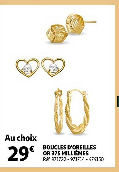 boucles d'oreilles or 375 millièmes