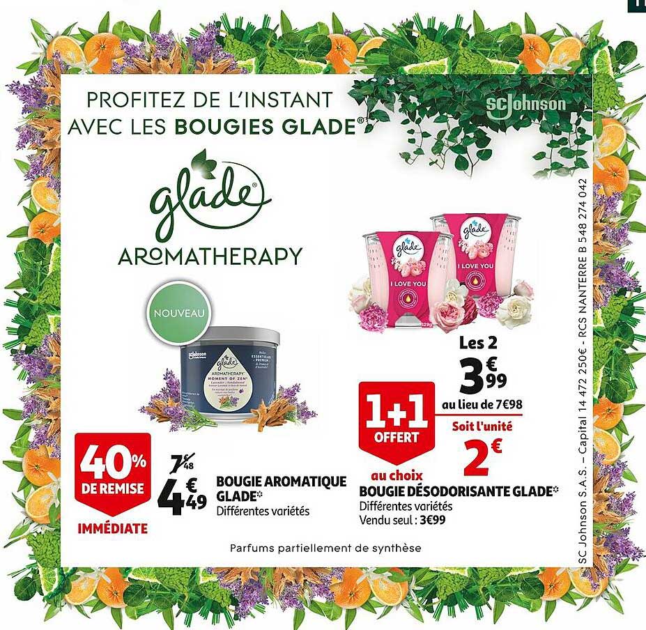 bougie aromatique glade, bougie désodorisante glade