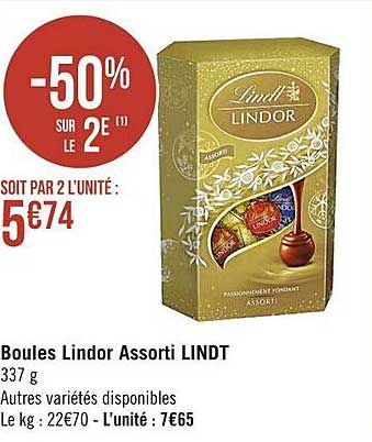 boules lindor assorti lindt -50% sur le 2e