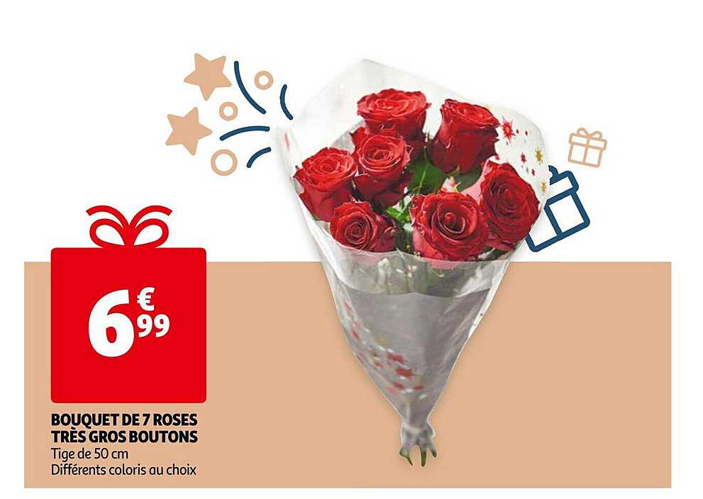 bouquet de 7 roses très gros boutons