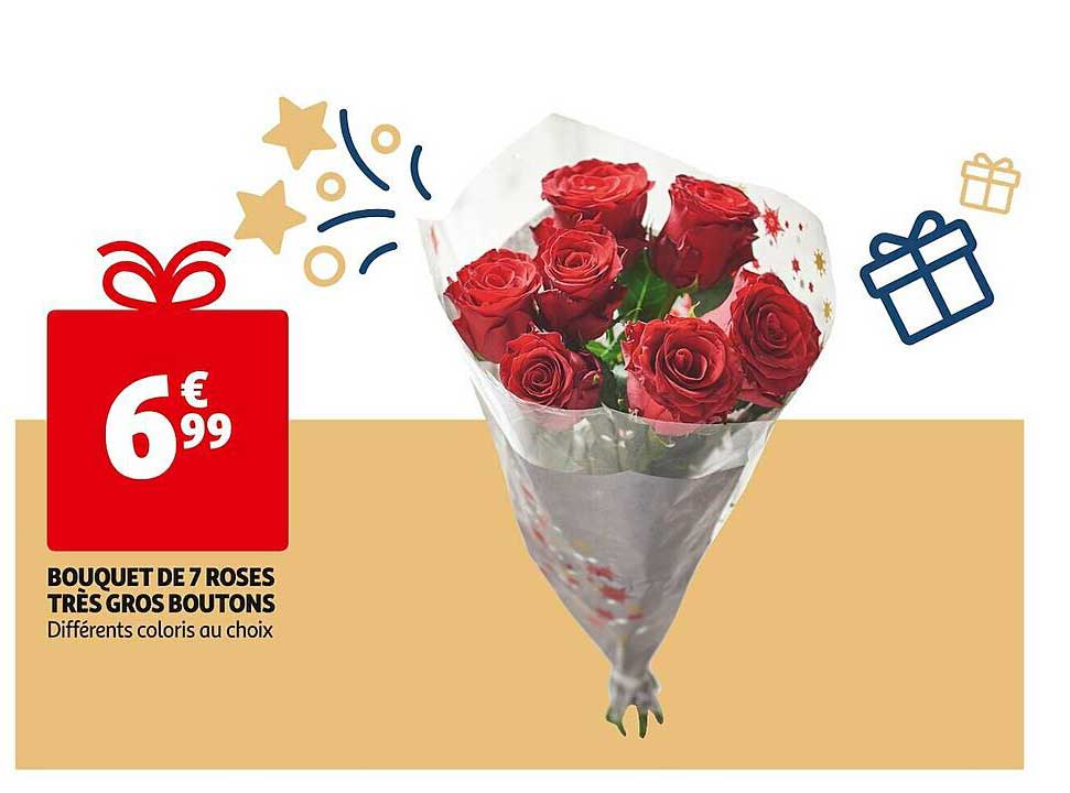 bouquet de 7 roses très gros boutons
