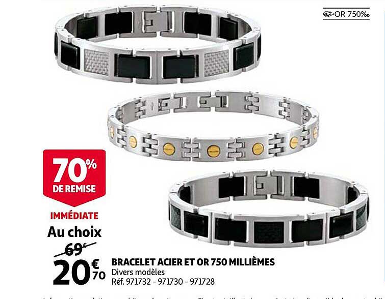 bracelet acier et or 750 millièmes