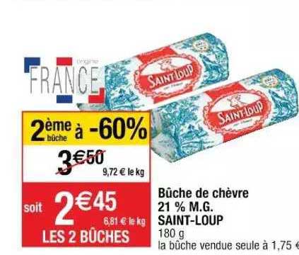 bûche de chèvre 21% m.g. saint-loup