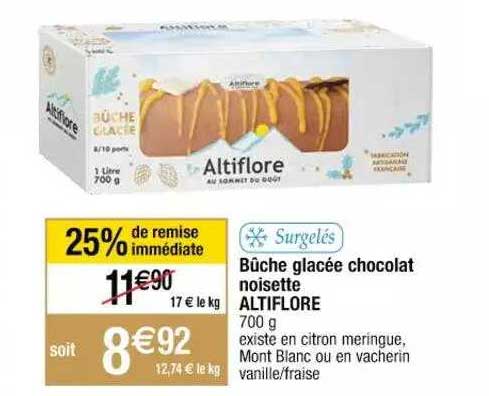 Bûche Glacée Chocolat Noisette Altiflore