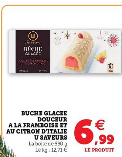 bûche glacée douceur à la framboise et au citron d'italie u saveur
