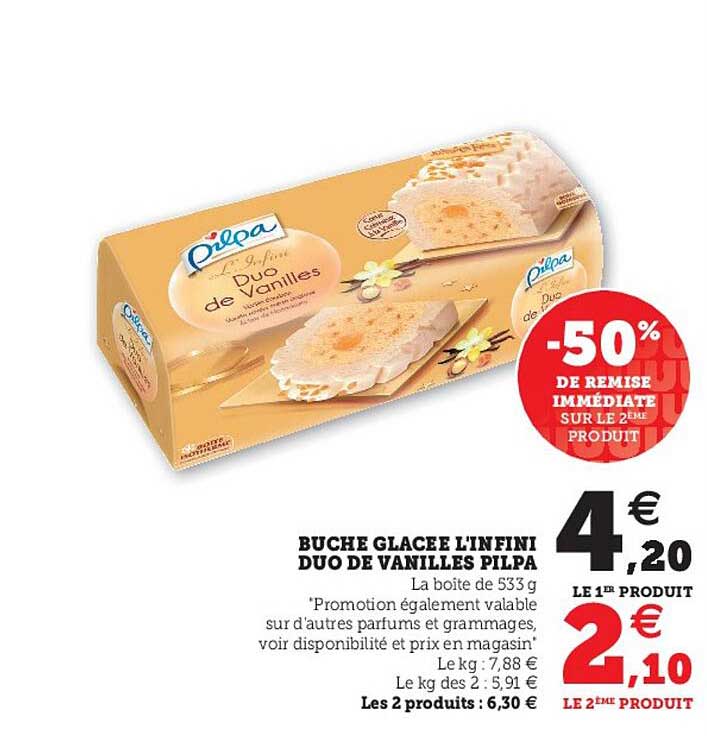 bûche glacée l'infini duo de vanilles pilpa