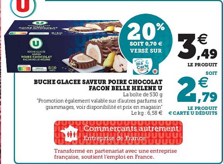 buche glacée saveur poire chocolat facon belle helene u