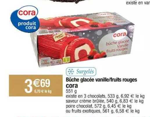 Bûche Glacée Vanille-fruits Rouges Cora