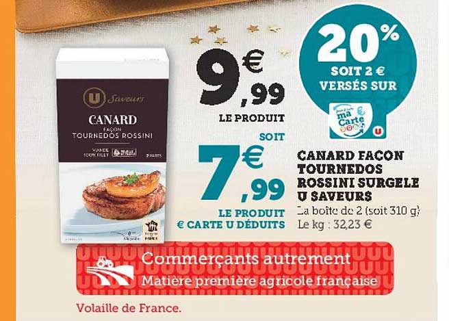 canard façon tournedos rossini surgelé u saveus