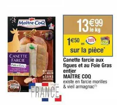 canette farcie aux figues et au foie gras entier maître coq