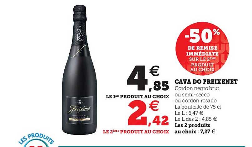 cava do freixenet  cordon negro brut ou semi-secco ou cordon rosado -50% de remise immédiate sur le 2ème produit