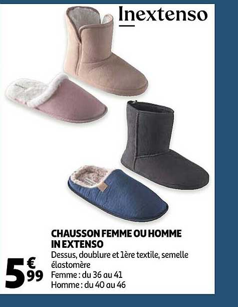 chausson femme ou homme in extenso