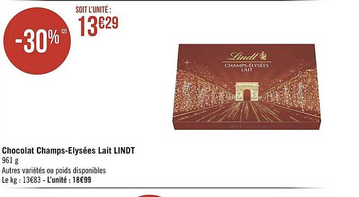 chocolat champs-élysées lait lindt
