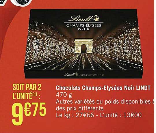 Chocolats Champs-elysées Noir Lindt