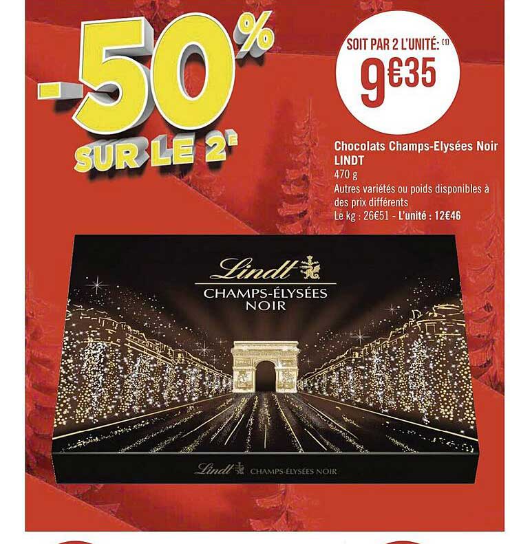Chocolats Champs-élysées Noir Lindt