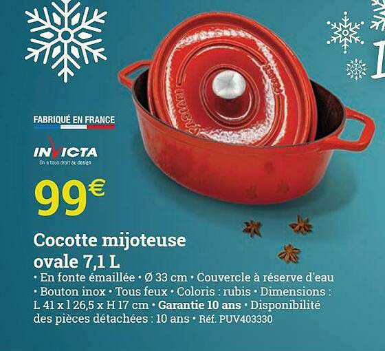 cocotte mijoteuse ovale 7.1 l invicta