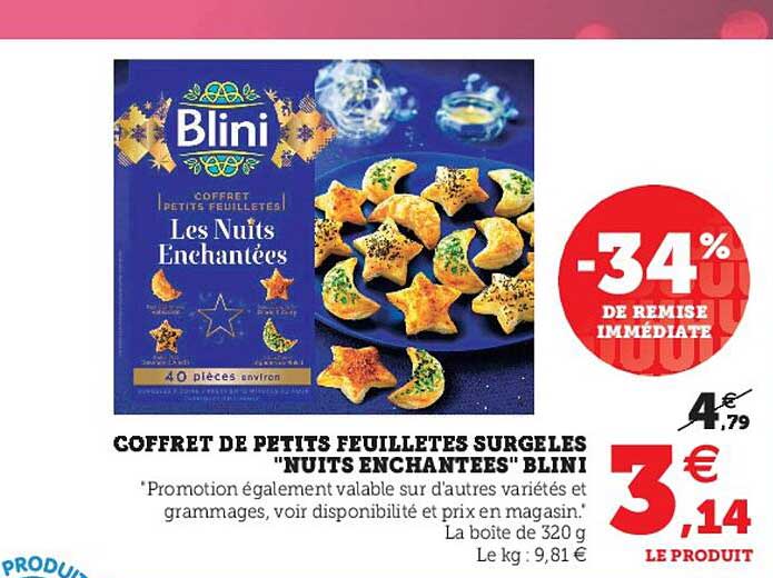 coffret de petits feuilletes surgelés "nuits enchantées" blini -34% de remise immédiate