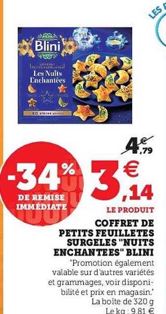 coffret de petits feuilletés surgelés "nuits enchantées" blini