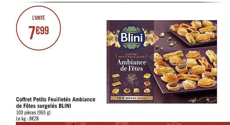 coffret petits feuilletés ambiance de fêtes surgelés blini