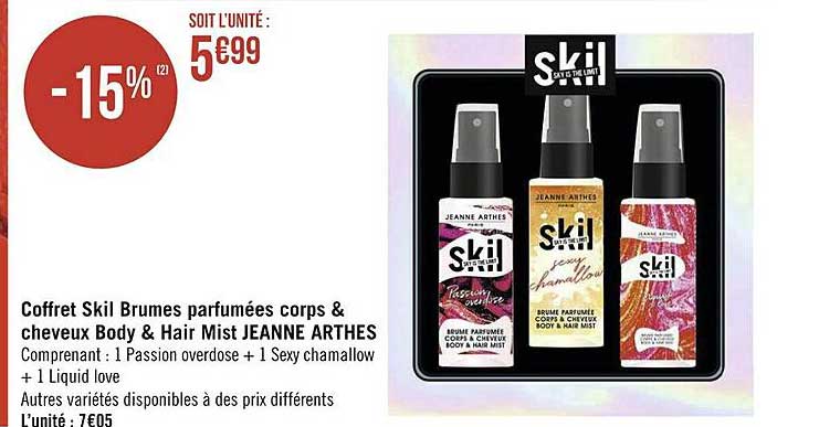 coffret skil brumes parfumées corps & cheveux body & hair mist jeanne arthes