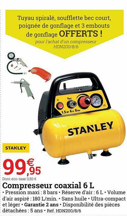 compresseur coaxial 6 l stanley