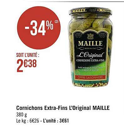 cornichons extra-fins l'original maille