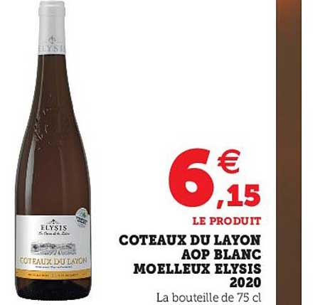 côteaux du layon aop blanc moelleux elysis 2020