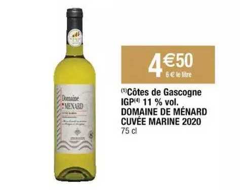côtes de gascogne igp 11% vol. domaine de ménard cuvée marine 2020