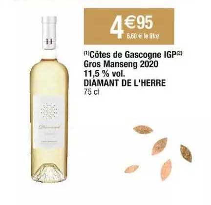 côtes de gascogne igp gros manseng 2020 11,5% vol. diamant de l'herre