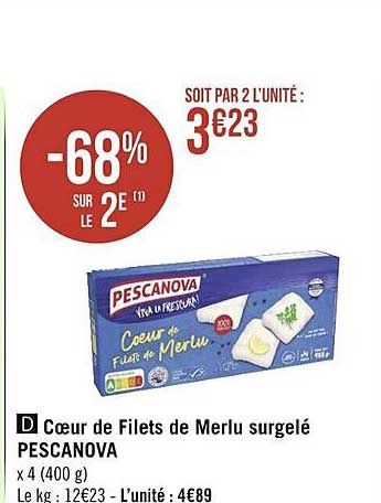 Cœur De Filets De Merlu Surgelé Pescanova