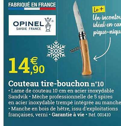 couteau tire-bouchon n°10 opinel