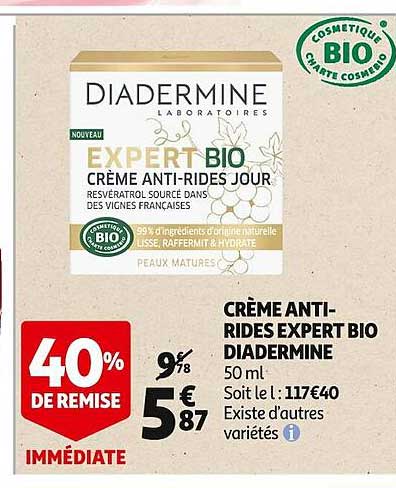 crème anti-rides expert bio diadermine