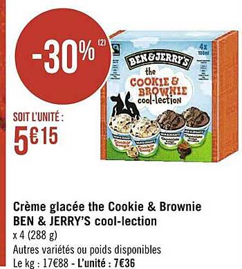 crème glacée the cookie & brownie ben & jerry's cool-lection