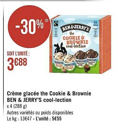 crème glacée the cookie & brownie ben & jerry's cool-lection
