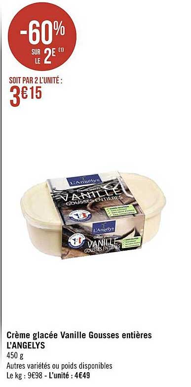 crème glacée vanille gousses entières l'angelys