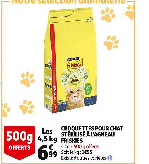 croquettes pour chat stérilisé à l'agneau friskies