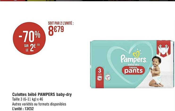 culottes bébé pampers baby-dry