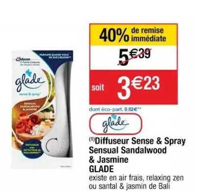 diffuseur sense & spray sensual sandalwood & jasmine glade