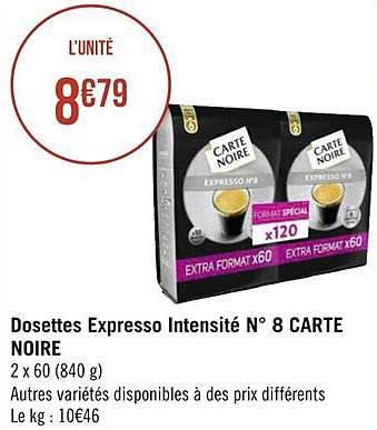 dosettes expresso intensité n°8 carte noire