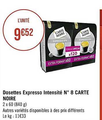 dosettes expresso intensité n°8 carte noire