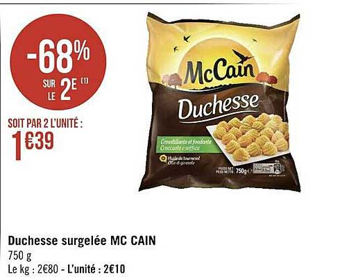 duchesse surgelée mc cain