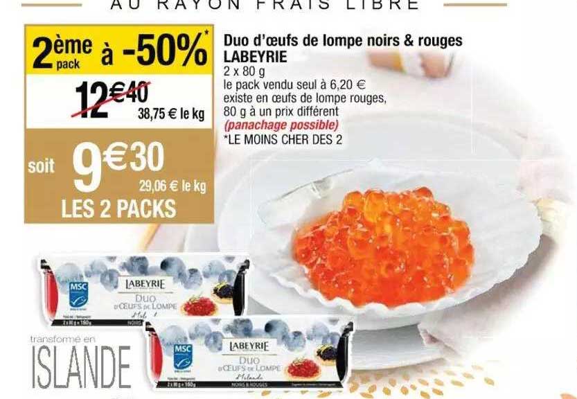 duo d'oeufs de lompe noirs & rouges labeyrie