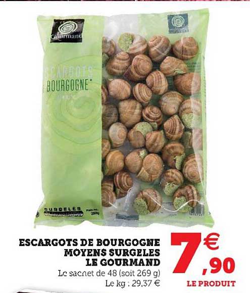 escargot s de bourgogne moyens surgelés le gourmand