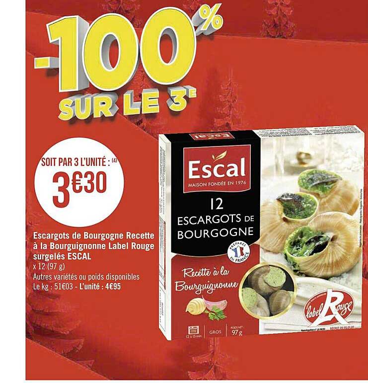 escargots de bourgogne recette à la bourguignonne label rouge surgelés escal
