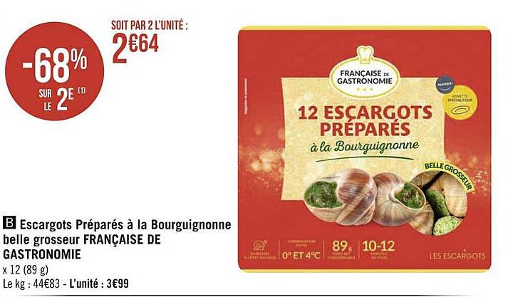 escargots préparés à la bourguignonne belle grosseur française de gastronomie