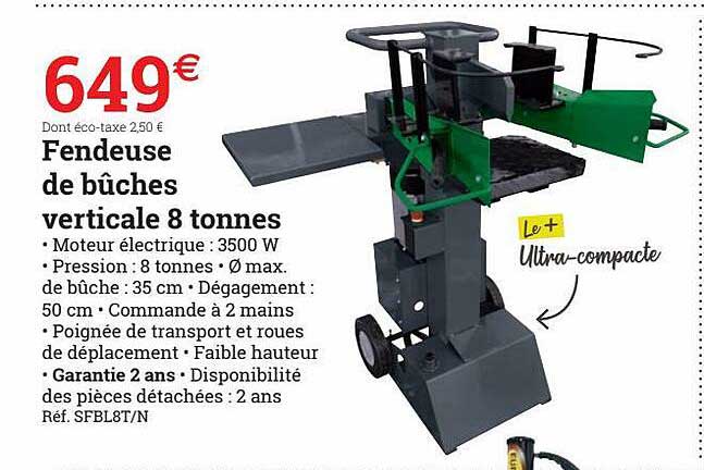 fendeuse de bûches verticale 8 tonnes