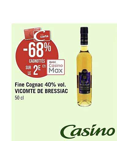 fine cognac 40% vol. vicomte de bressiac