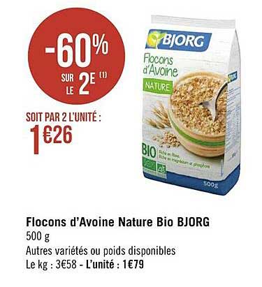 flocons d'avoine nature bio bjorg