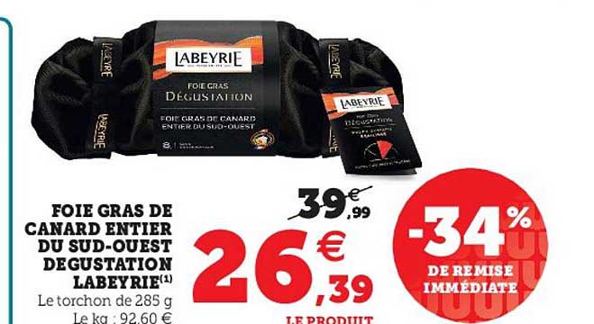 foie gras de canard entier du sud-ouest degustation labeyrie -34% de remise immédiate