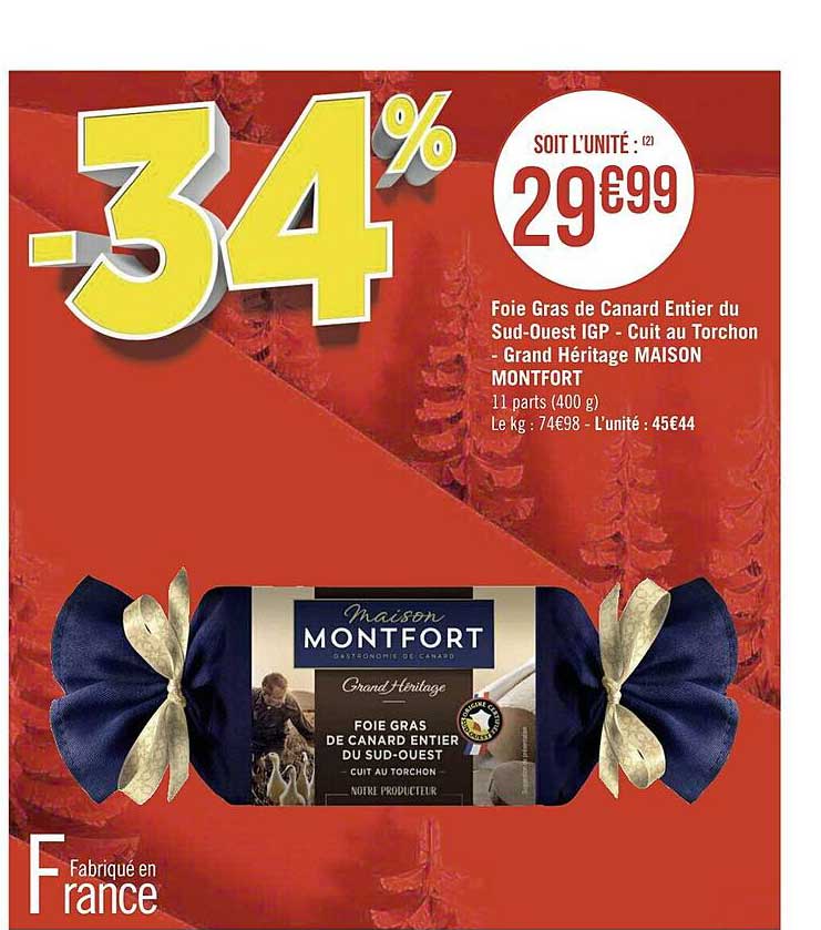 foie gras de canard entier du sud-ouest igp - cuit au torchon - grand héritage maison montfort